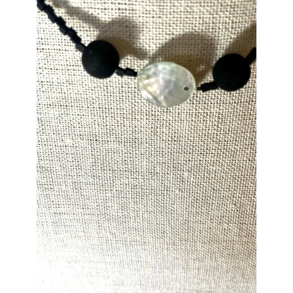 Natural Santorini Greece Volcanic Lava Black Beaded Necklace - Picture 3 of 14